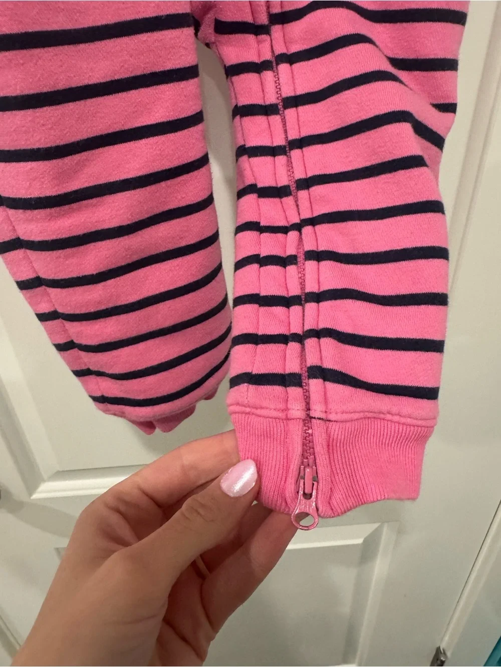 GAP Pink and Navy Striped Hooded One-Piece